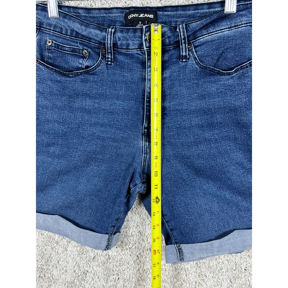DKNY Jeans Women Denim Shorts Cuffed Stretch Blue Size 8 Casual Summer - Picture 4 of 9